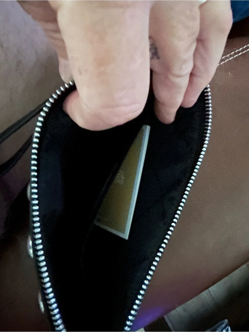 Michael Kors Jet Set Black Leather Studded Zip Wristlet